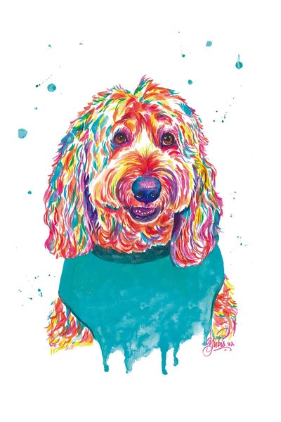 Perro Pelo Largo Colorido by Yubis Guzman framed wall art
