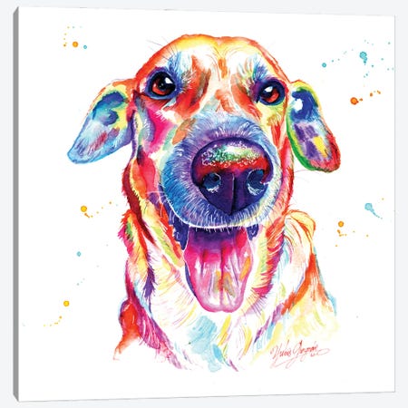 Happy Dog Canvas Print #YGM24} by Yubis Guzman Canvas Art Print
