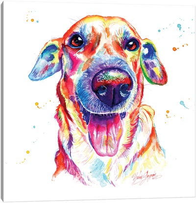 Happy Dog Canvas Art Print - Yubis Guzman