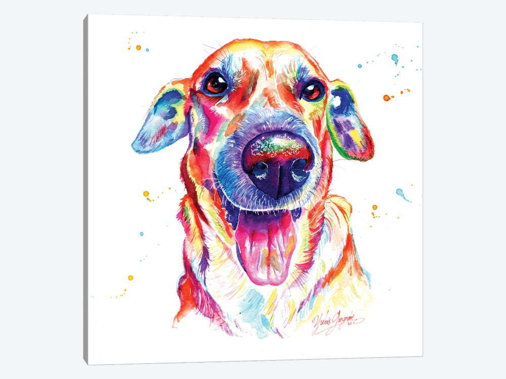 Happy Dog by Yubis Guzman 1-piece Art Print