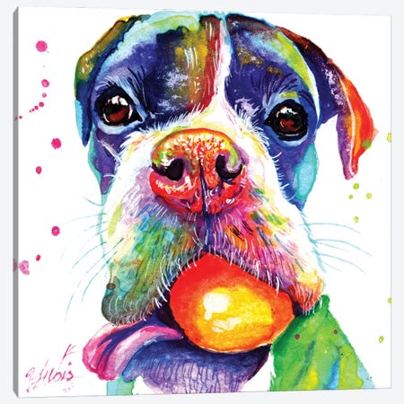 Playful Puppy Canvas Print #YGM28} by Yubis Guzman Canvas Artwork
