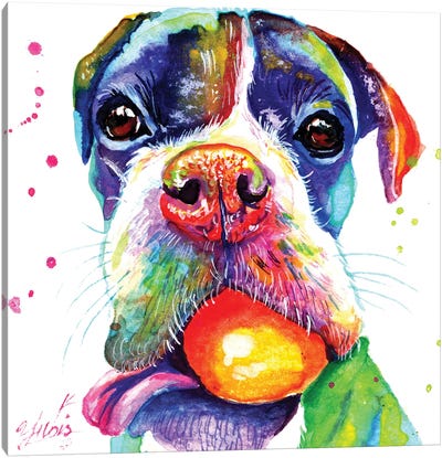 Playful Puppy Canvas Art Print - Yubis Guzman