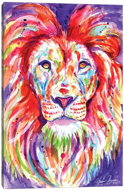 The Colorful King Lion Canvas Art Print - Yubis Guzman
