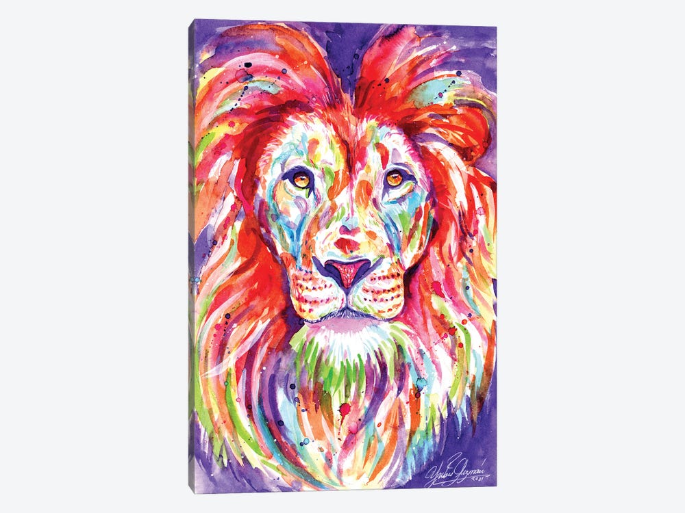 The Colorful King Lion by Yubis Guzman 1-piece Canvas Print
