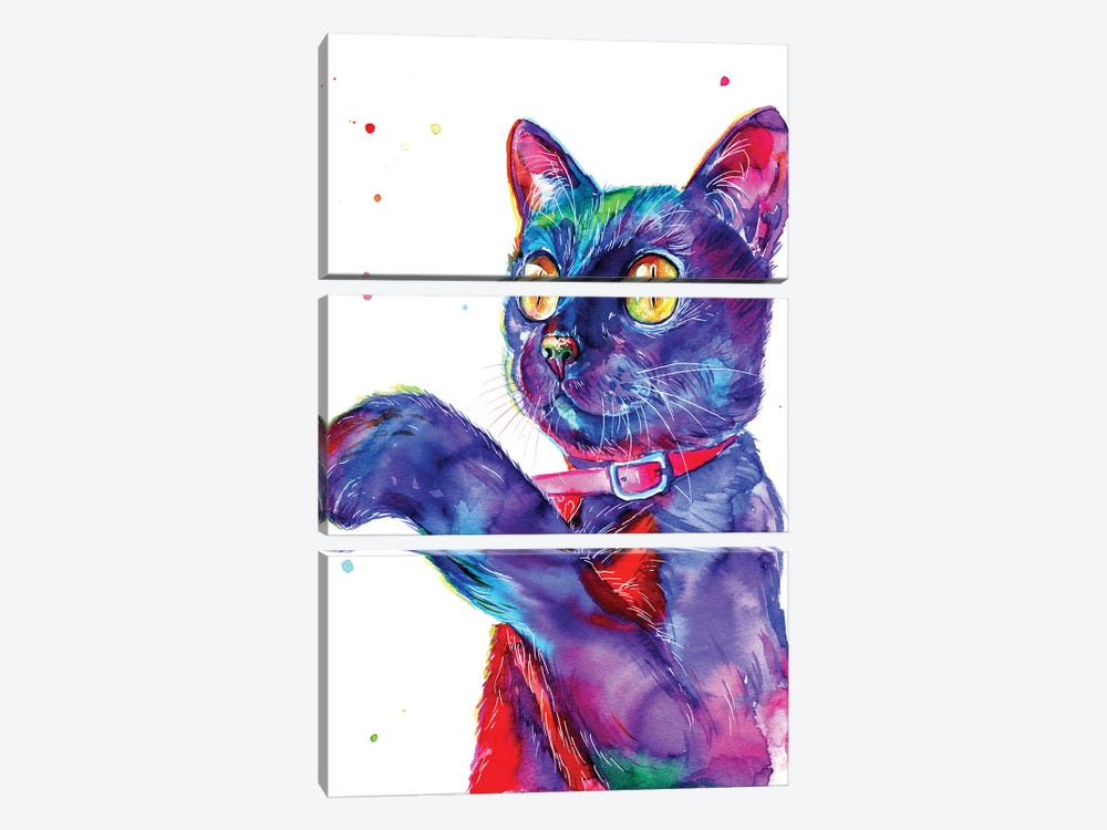 Blue Cat by Yubis Guzman 3-piece Art Print