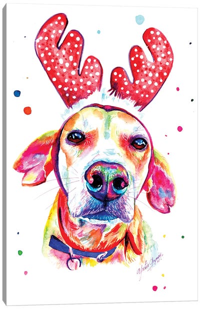 Christmas Dog Canvas Art Print - Yubis Guzman