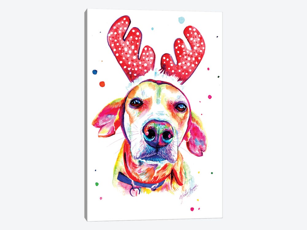 Christmas Dog by Yubis Guzman 1-piece Canvas Print