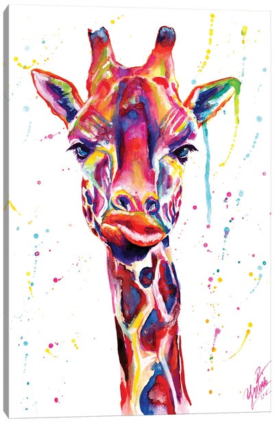 Colorful Giraffe Canvas Art Print - Giraffe Art