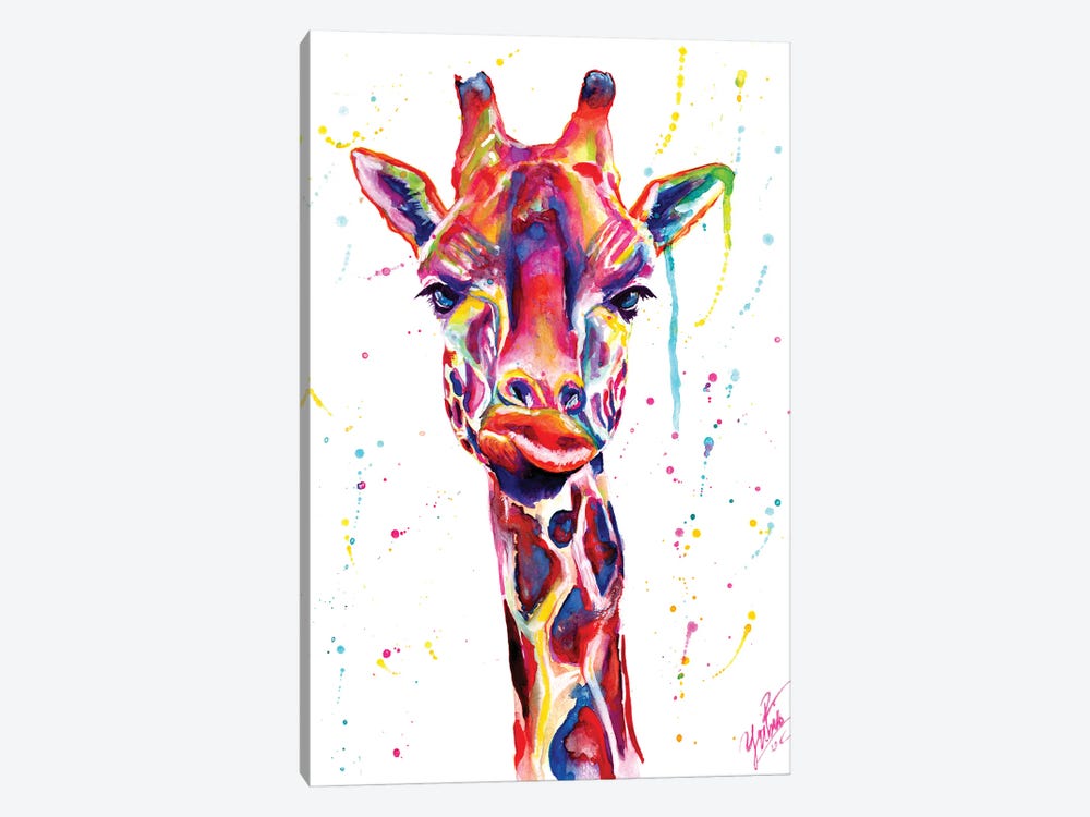 Colorful Giraffe by Yubis Guzman 1-piece Canvas Art