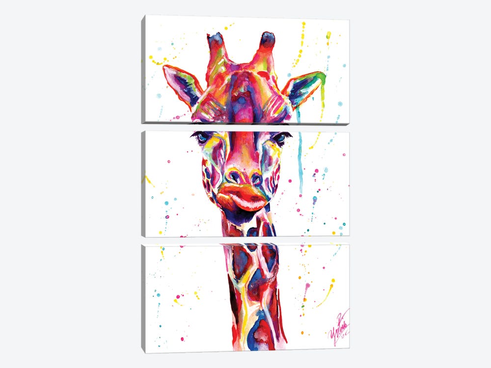 Colorful Giraffe by Yubis Guzman 3-piece Canvas Wall Art