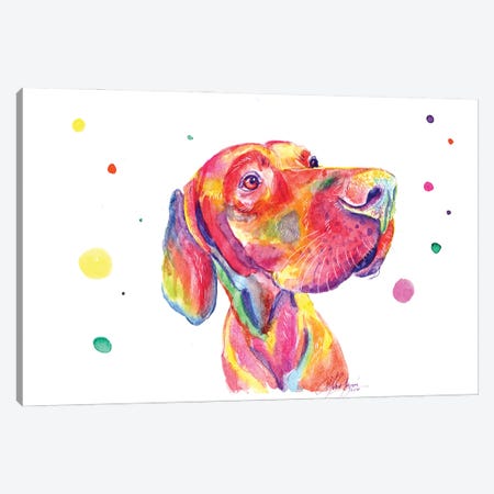 Colorful Observer Dog Canvas Print #YGM39} by Yubis Guzman Canvas Art Print