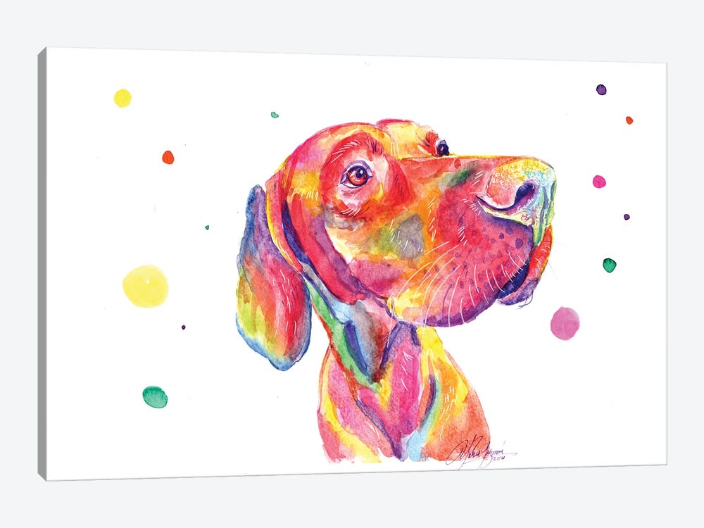 Colorful Observer Dog by Yubis Guzman 1-piece Canvas Print