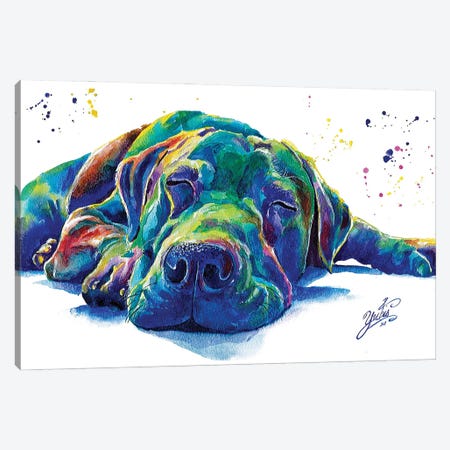 Blue Dog I Canvas Print #YGM3} by Yubis Guzman Canvas Art