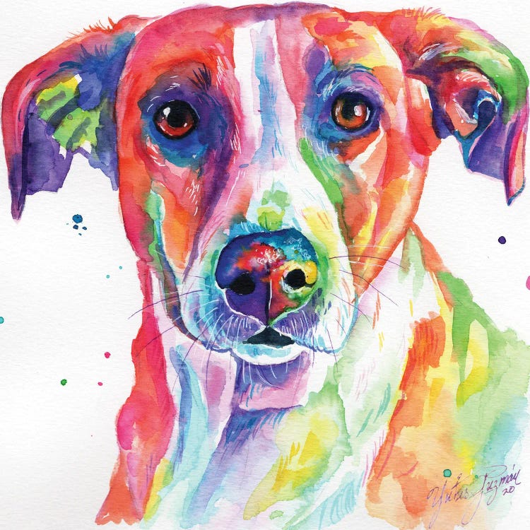 Colorful Happy Dog Canvas Wall Art by Yubis Guzman | iCanvas