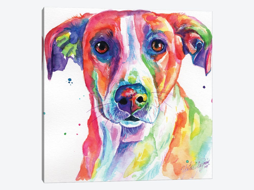 Colorful Dog by Yubis Guzman 1-piece Canvas Print