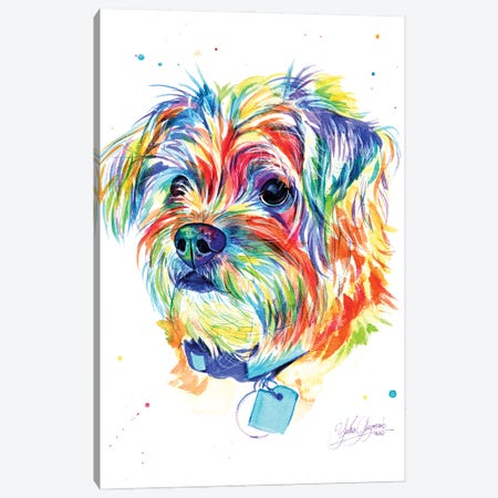 Little Colorful Puppy Canvas Print #YGM41} by Yubis Guzman Canvas Art