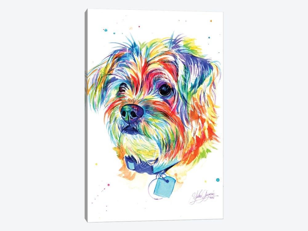 Little Colorful Puppy by Yubis Guzman 1-piece Canvas Artwork