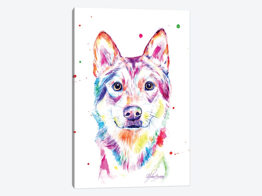 Colorful Wolf by Yubis Guzman 1-piece Canvas Art Print