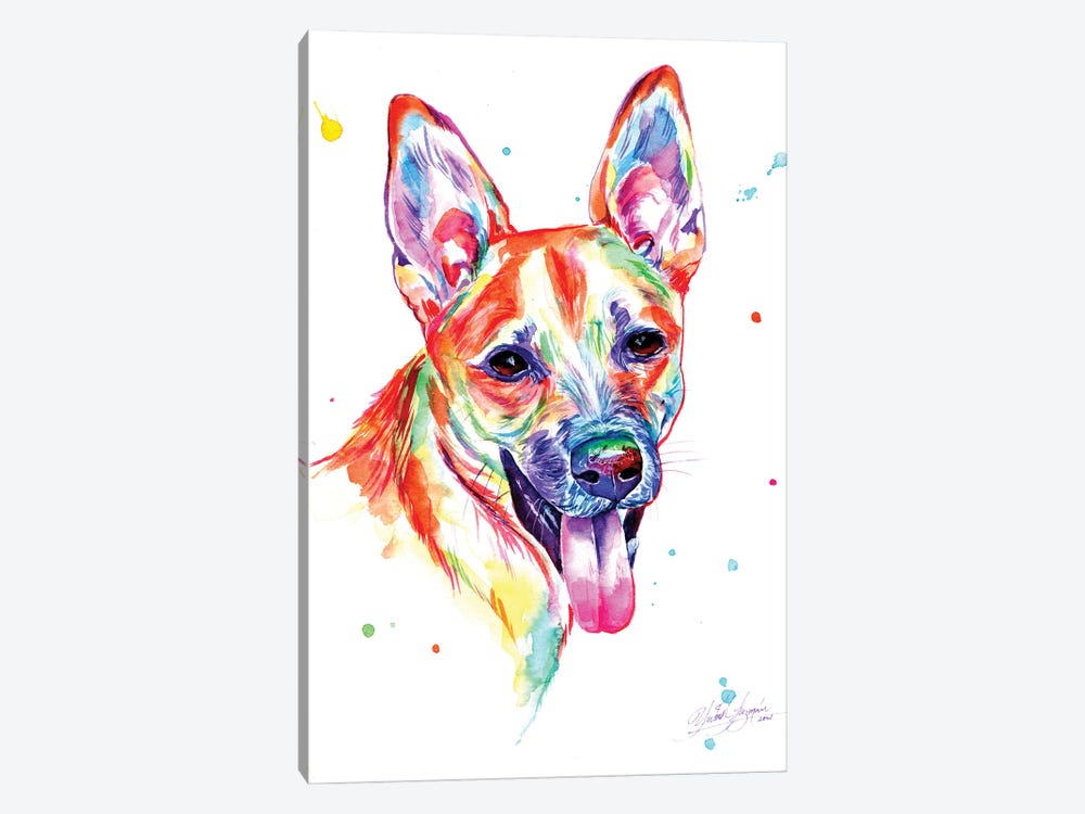 Colorful Portrait Of Dog by Yubis Guzman 1-piece Canvas Wall Art