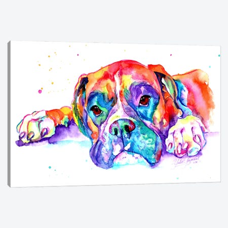 Colorful Boxer Canvas Print #YGM5} by Yubis Guzman Art Print