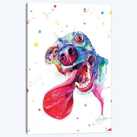 Colorful Happy Dog Canvas Print #YGM60} by Yubis Guzman Canvas Artwork