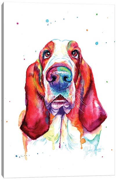Colorful Basset Hound Canvas Art Print - Pet Obsessed