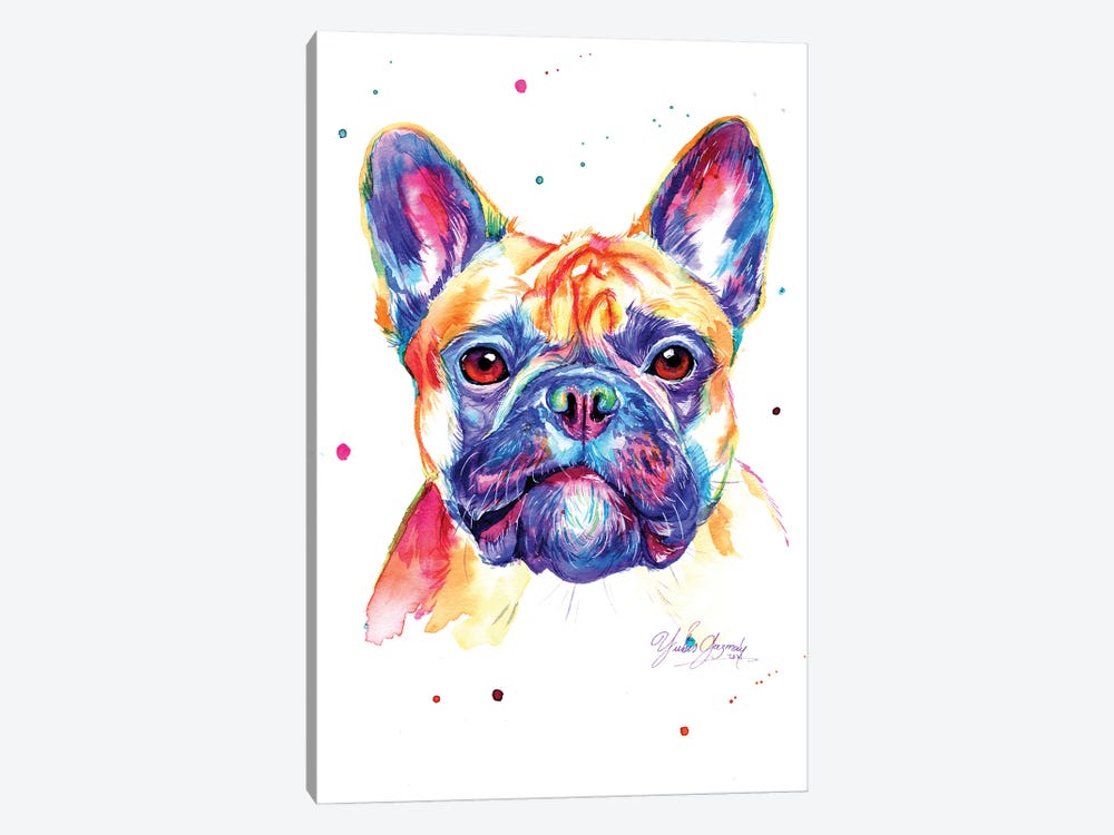 Colorful Bulldog Frances by Yubis Guzman 1-piece Canvas Artwork