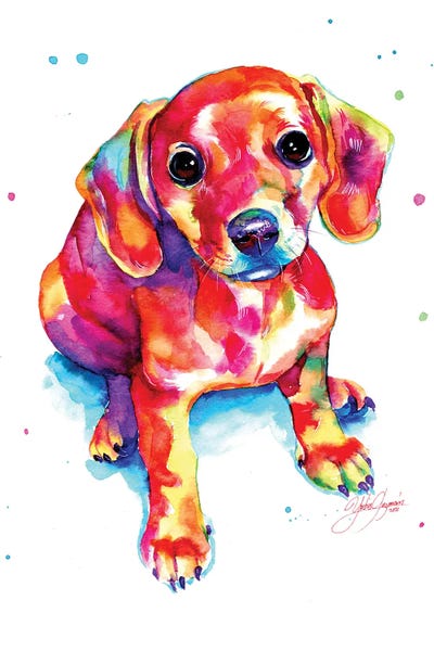 Tender Colorful Puppy by Yubis Guzman framed wall art