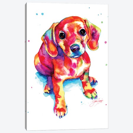 Tender Colorful Puppy Canvas Print #YGM73} by Yubis Guzman Canvas Art Print