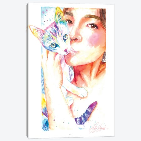 My Little Cat Friend Canvas Print #YGM75} by Yubis Guzman Canvas Art