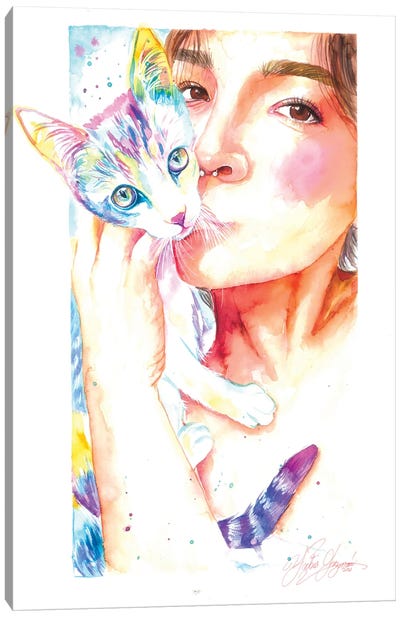 My Little Cat Friend Canvas Art Print - Yubis Guzman