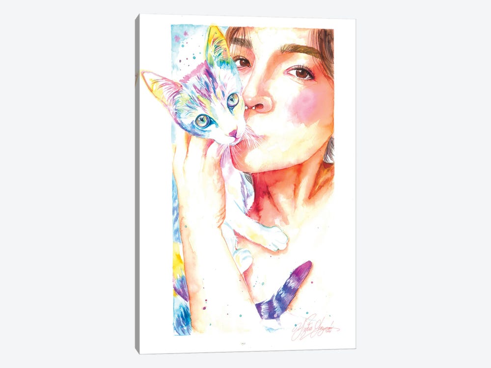 My Little Cat Friend by Yubis Guzman 1-piece Canvas Print
