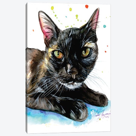 Black cat, brillant ayes Canvas Print #YGM78} by Yubis Guzman Art Print