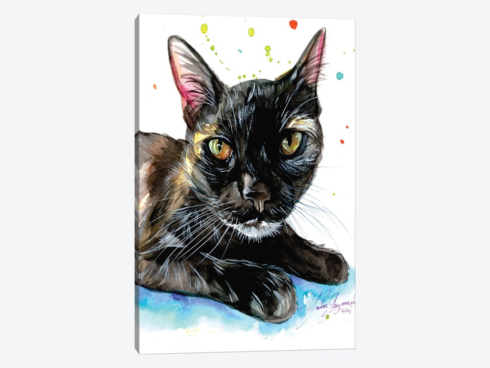 Black cat, brillant ayes by Yubis Guzman 1-piece Canvas Artwork