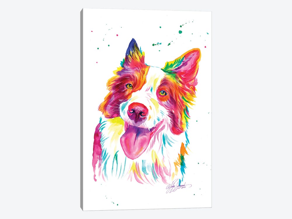 Colorful Collies Dog by Yubis Guzman 1-piece Canvas Wall Art