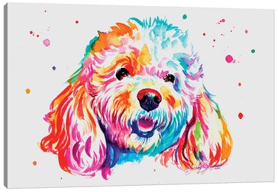 Colorful Poodle II Canvas Art Print - Yubis Guzman