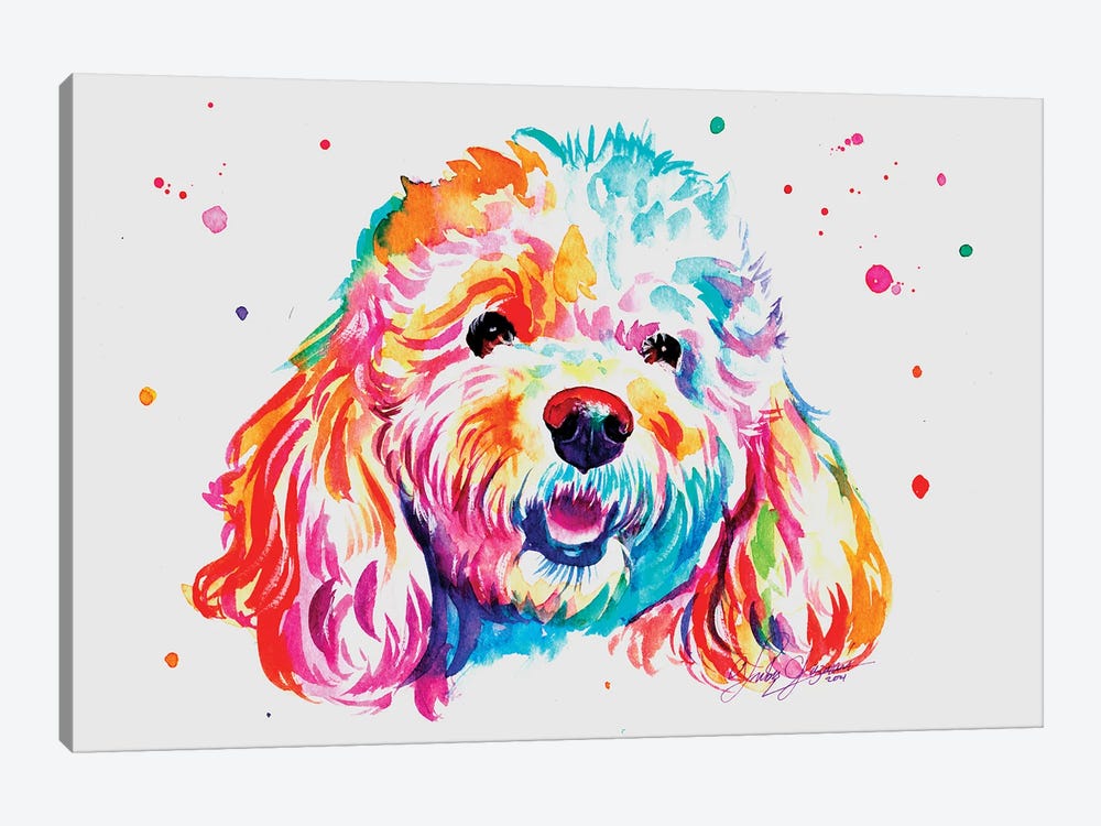 Colorful Poodle II by Yubis Guzman 1-piece Art Print