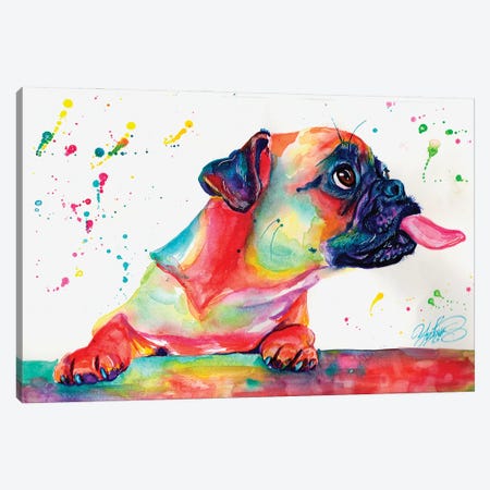 Colorful Pug Tongue Out I Canvas Print #YGM86} by Yubis Guzman Canvas Print
