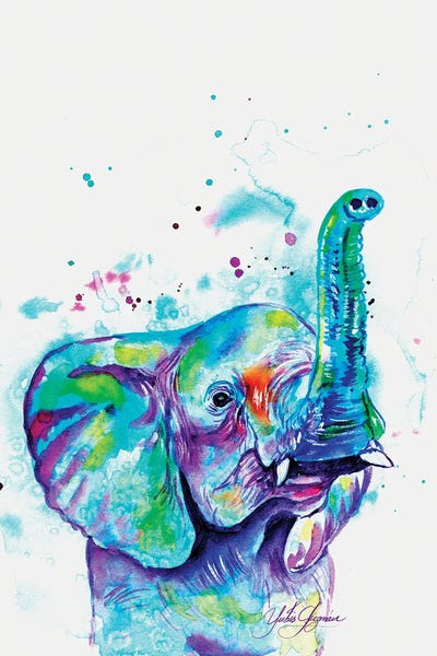Elephant With Watercolor by Yubis Guzman canvas print