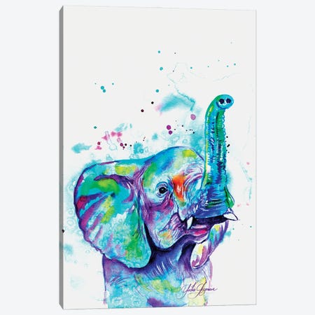 Elephant With Watercolor Canvas Print #YGM88} by Yubis Guzman Canvas Artwork
