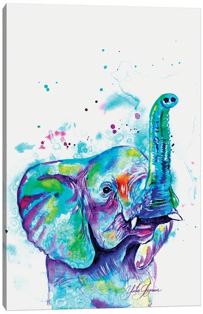 Elephant With Watercolor Canvas Art Print - Yubis Guzman