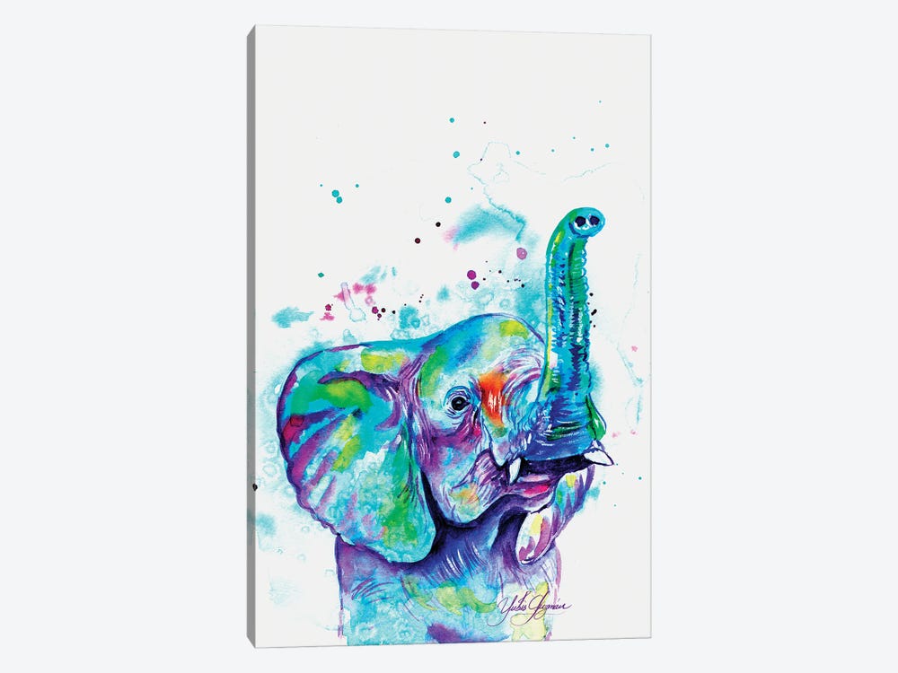 Elephant With Watercolor by Yubis Guzman 1-piece Canvas Print