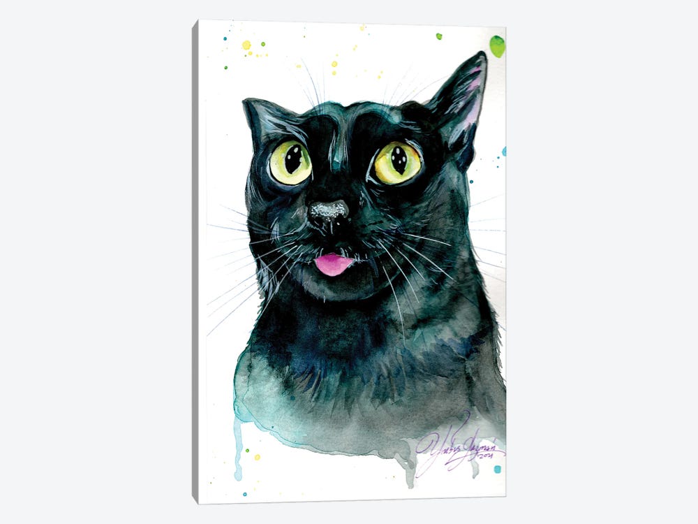 Gato Negro Ojos Brillantes by Yubis Guzman 1-piece Canvas Art