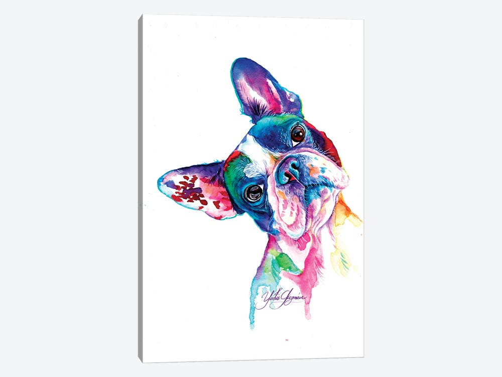 Multicolor French Bulldog by Yubis Guzman 1-piece Canvas Print