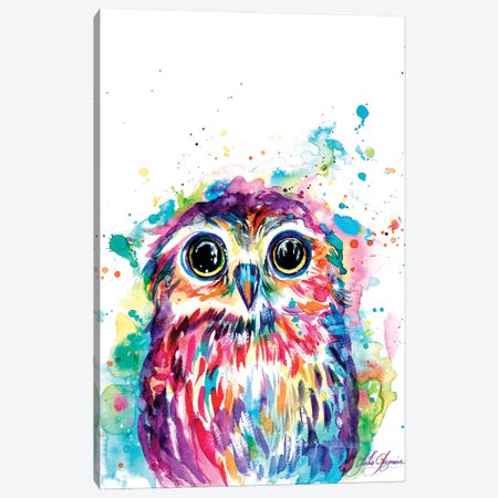 Owl With Watercolor Canvas Print #YGM95} by Yubis Guzman Canvas Artwork