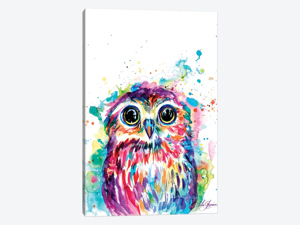 Owl With Watercolor by Yubis Guzman 1-piece Canvas Print