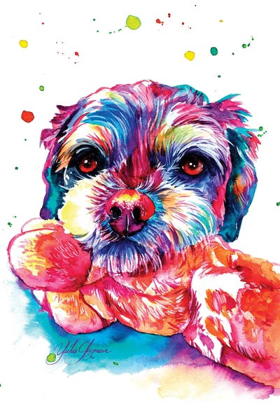 Puppies: Playful Furry Puppy by Yubis Guzman