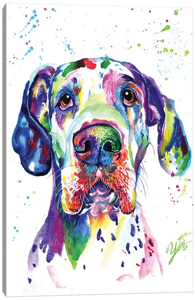 Colorful Great Dane Canvas Art Print - Large Colorful Accents