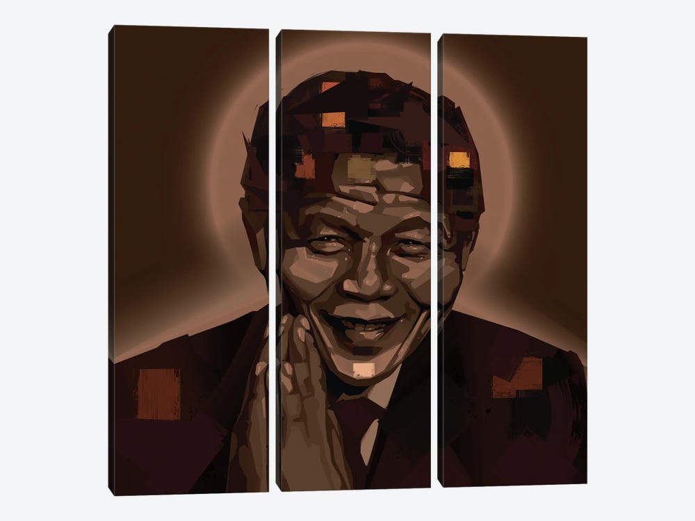 Nelson Mandela by Yeabtsega Getachew 3-piece Canvas Wall Art