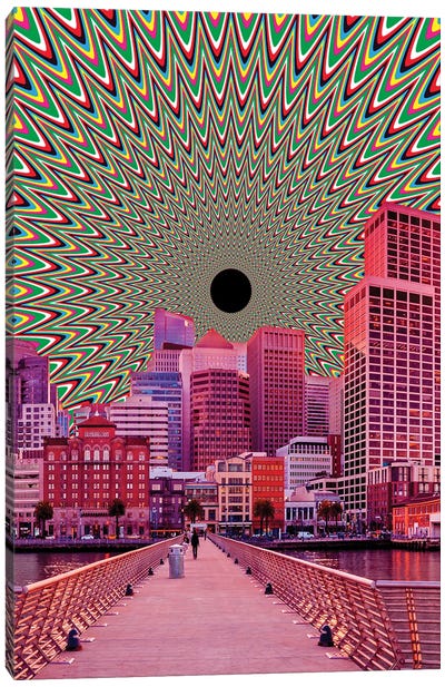 San Francisco Illusion Canvas Art Print - Pantone 2023 Viva Magenta